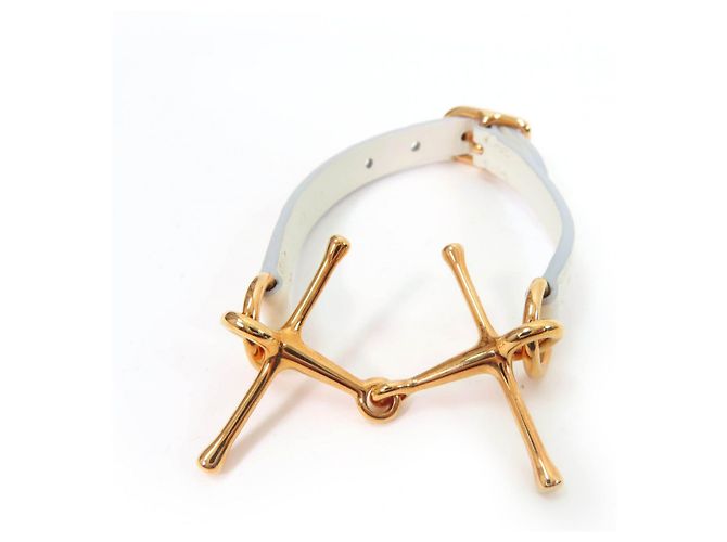 Hermès Mole Lederarmband Größe 17 Weiß 