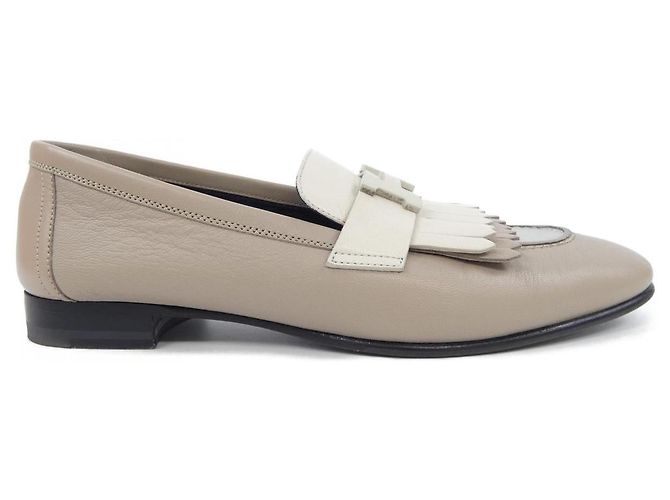 Hermès Mocassins Hermes Chevre Blanc Gris