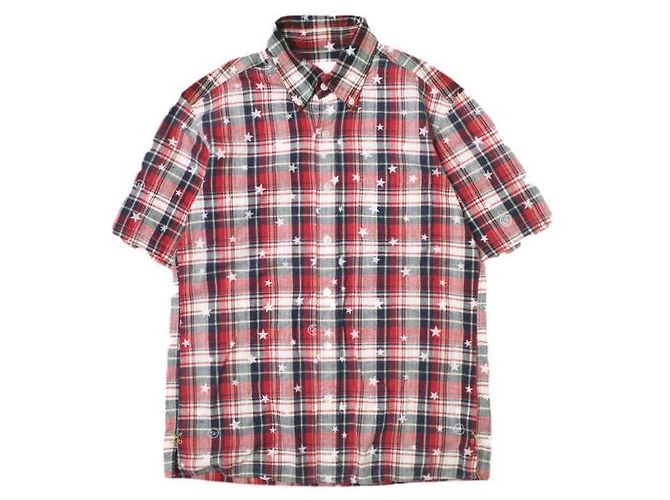Autre Marque Camisa de algodão STAR PLAID MIX da Uniform Experiment Vermelho Azul marinho