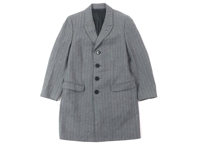 Paul Smith LONDON Stripe Pattern Wool Chester Coat Brown Grey