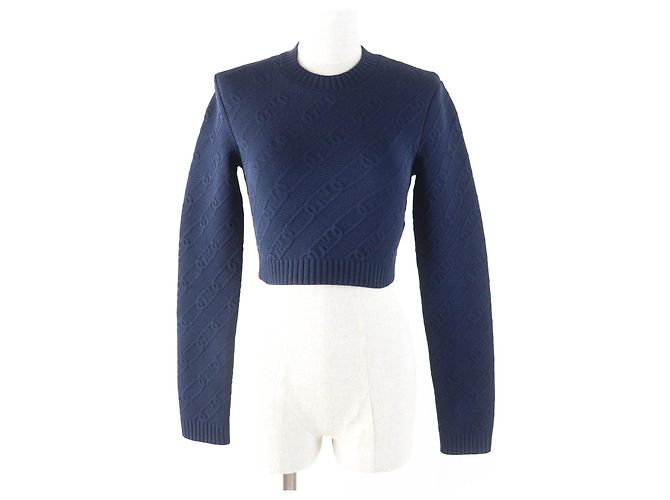 Fendi FF Logo Stricktop Blau Marineblau