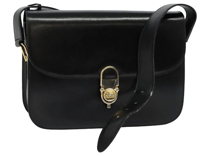 Céline Bolsa de Ombro de Couro Preta e Dourada Auth fm4838 Preto Dourado