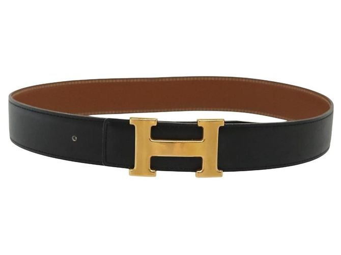 Hermès Cinto HERMES Constance H em couro 31,1"" preto Auth ki5928