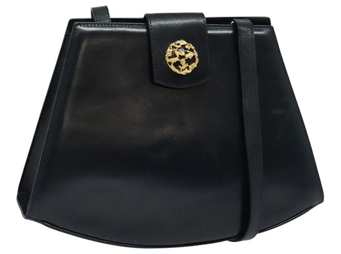 Borsa a Spalla Salvatore Ferragamo in Pelle Blu Navy Oro Auth BA4947 D'oro