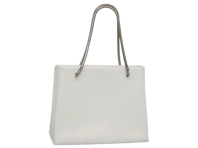 Bolsa de ombro com corrente GIVENCHY em couro branco prateado Auth bs28975 Prata