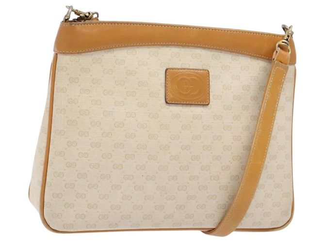 Gucci Bolsa de Ombro Micro GG Supreme PVC Branco Ouro Auth th6280 Dourado
