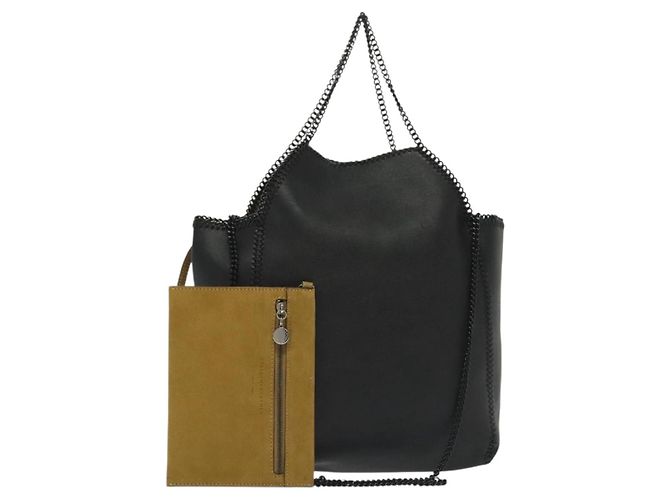 Autre Marque Schultertasche aus schwarzem Leder Stella McCartney Chain Fabera Auth BA5027