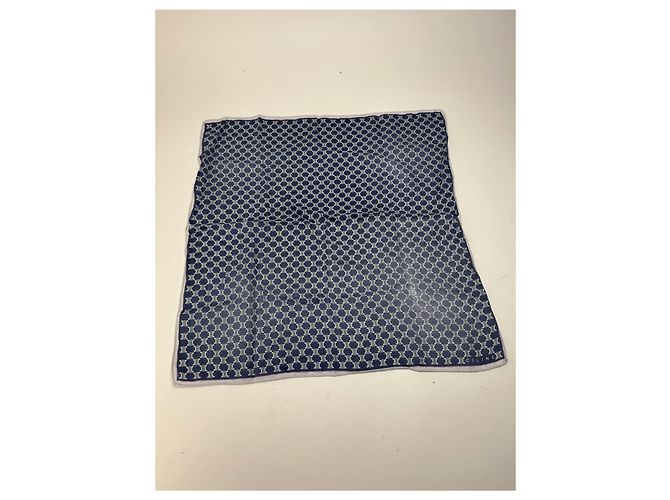 Céline Sciarpa monogramma Triomphe Celine Paris vintage blu navy bianco