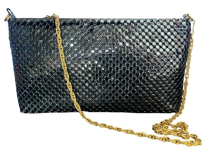Pierre Balmain Metall-Clutch Schwarz Gold hardware