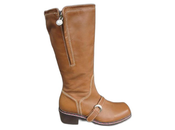 Botas de moto Pollini Way Out em couro marrom claro Castanho claro