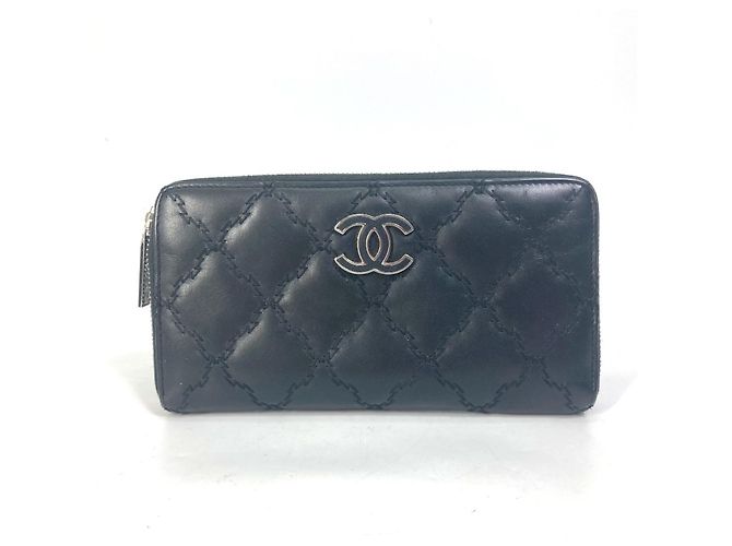 Chanel Coco Mark CC Matelasse Quilted Long Wallet Black