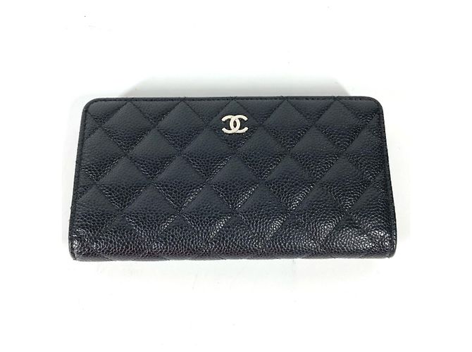 Cartera larga bifold acolchada Chanel CC Coco Mark Negro