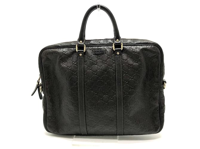 Gucci 201480 Shima Line Leather Briefcase Brown  ref.2478356