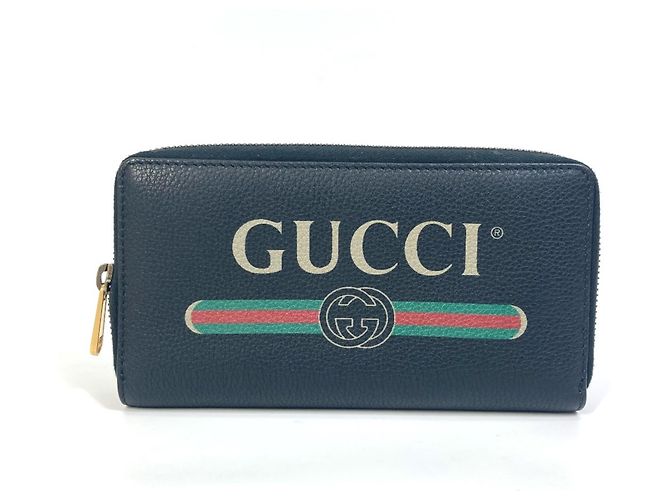 Portafoglio lungo in pelle nera Gucci Nero