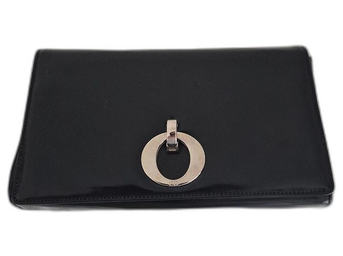 Borsa a tracolla Dior Collection O in pelle nera lucida Nero