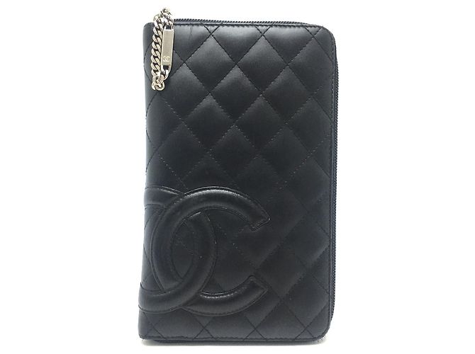 Cartera Larga Línea Cambon de Chanel Negro Rosa
