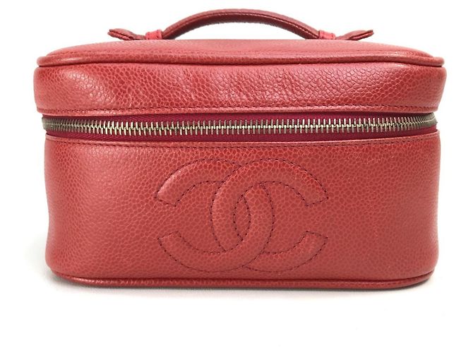 Vanity Horizontale Kosmetiktasche Chanel CC Coco Mark Rot