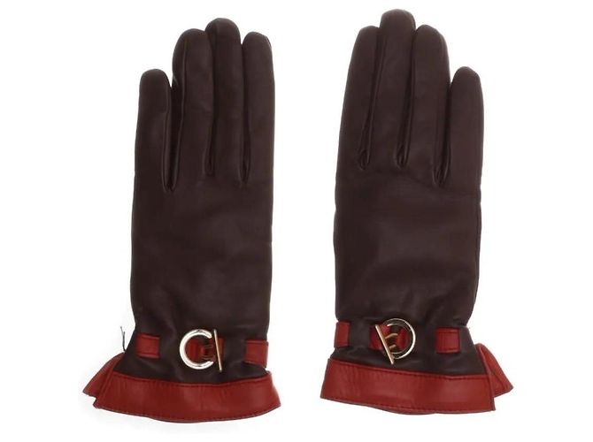 Luvas 360 Cashmere de couro e cashmere marrom