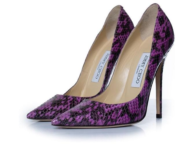Lila Leder-Python-Pumps von Jimmy Choo