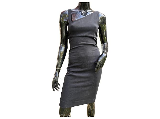 Diane Von Furstenberg Schwarzes Kleid mit asymmetrischen Trägern