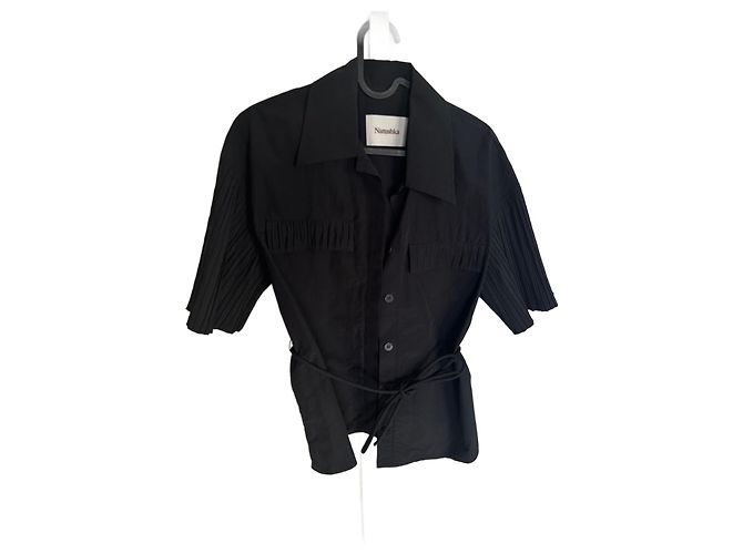 Nanushka Camara Camicia in Popeline Tecnico Nera XS Nero