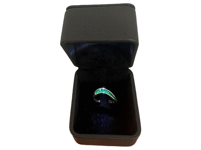 Autre Marque Ranbow K Wave Emeralds Ring 9K Gold Golden
