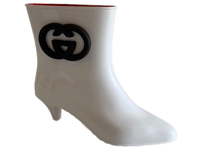 Botines Gucci Interlocking de goma blancos
