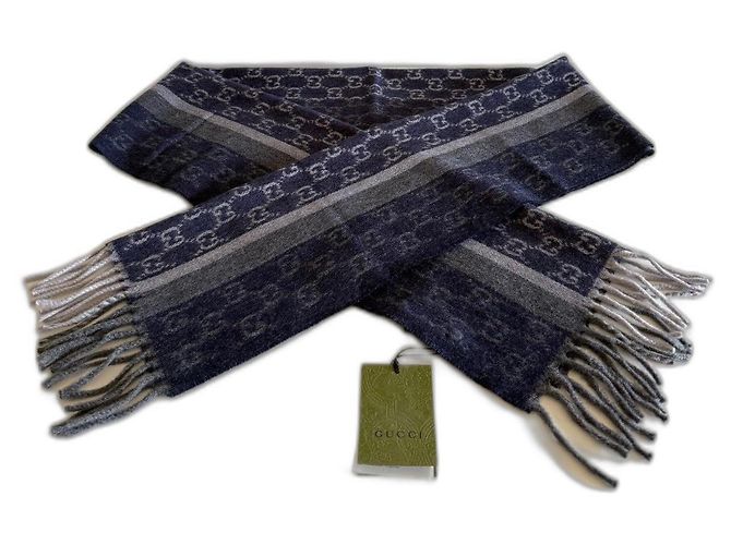 Sciarpa Gucci Marmont Blu Cachemire e Lana