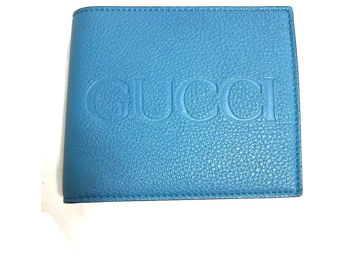 Gucci 658681 Logo Compact Wallet Blue