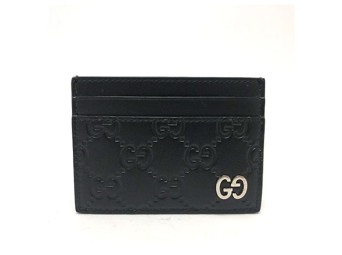 Tarjetero de cuero Gucci Shima Negro