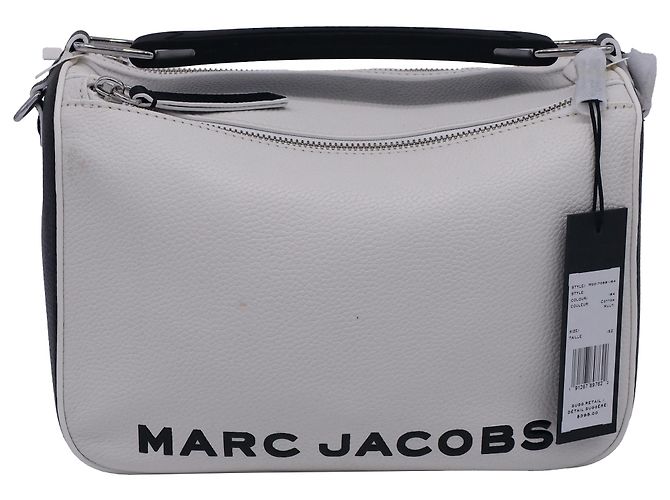Marc Jacobs Colourblock SoftBox Top Handle Bag in White and Black Leather