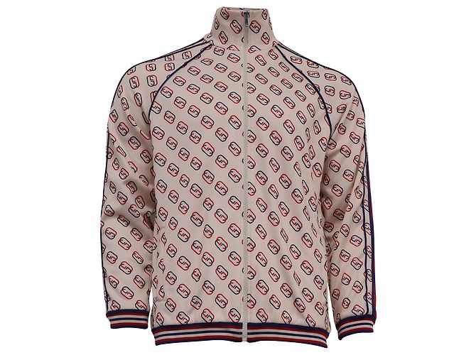 Gucci Striped Webbing Logo-Print Track Jacket in Multicolor Polyester Multiple colors