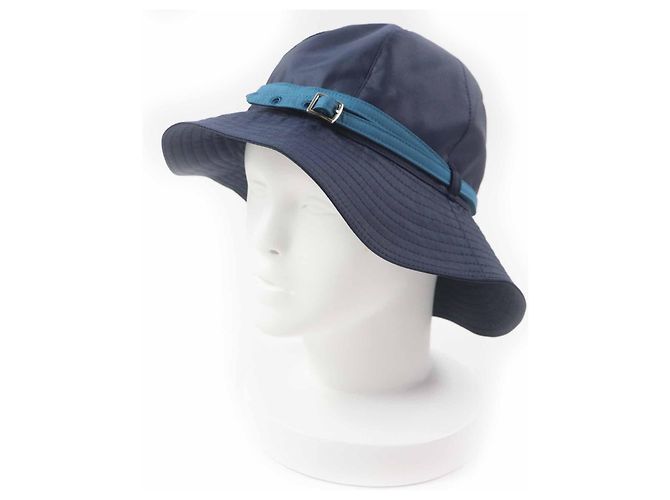 Hermès Gürtelhut aus Polyester und Polyamid Silber Blau Marineblau Hellblau 