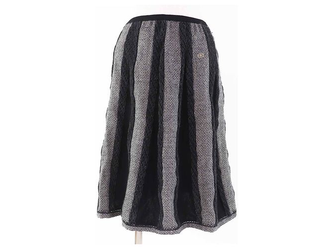 Saia de lã COCOMark da Chanel Marrom Preto Branco