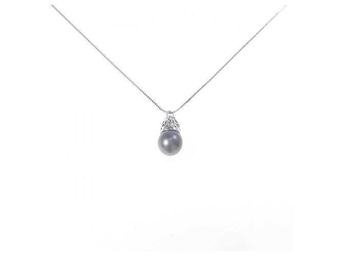 Autre Marque Collana in Perla Nera K18WG Argento