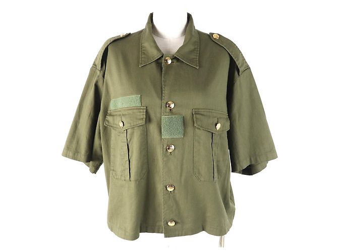 Céline Camicia in cotone Celine Triomphe Verde Cachi