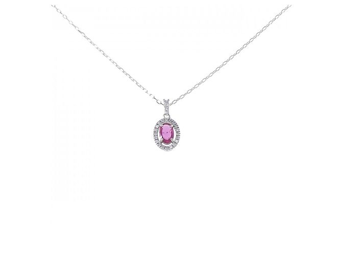 Autre Marque Au750 Rubin-Diamant-Halskette Rot
