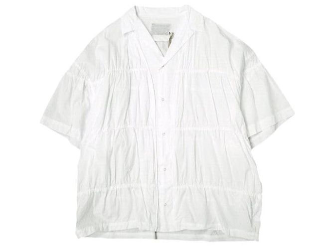 Autre Marque Camicia a colletto aperto Gather in cotone Kolor Bianco