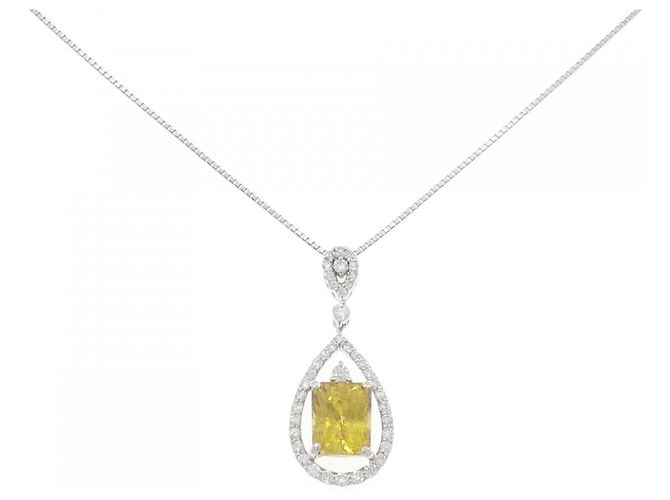 Autre Marque Sphene-Diamant-Halskette Pt900 Pt850 Silber