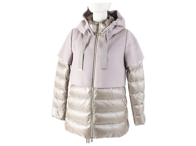 Autre Marque Cappotto in Lana e Nylon Herno PI0983D Beige Grigio