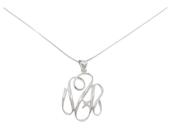 Autre Marque Au750 Weißgold-Diamant-Halskette Silber