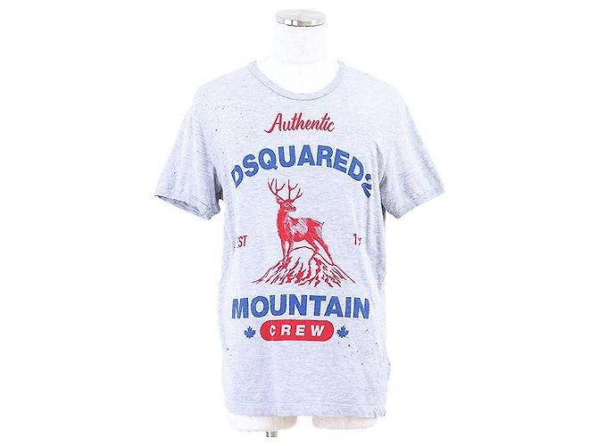 Autre Marque Camiseta de algodón MOUNTAIN CREW Dsquared2 Castaño Roja Azul Gris