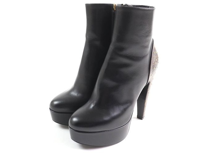 Bottines en cuir Monogram Afterglow de Louis Vuitton Marron Noir