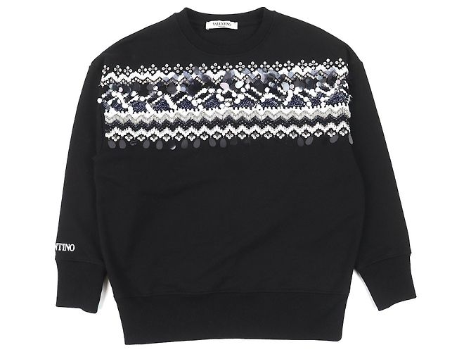 Moleton de algodão bordado com logo Valentino e contas Preto
