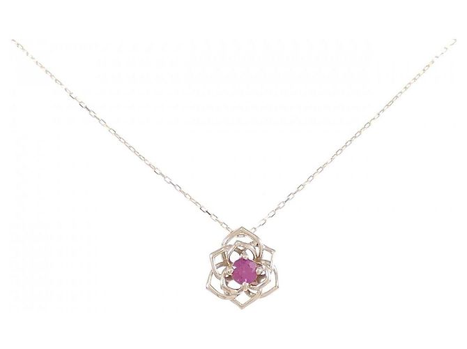 Autre Marque Collar de Rubí K10PG Flower Rosa