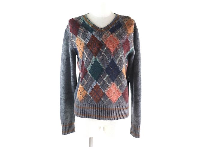 Christian Dior Bee Embroidery Argyle Pattern Cashmere Knit