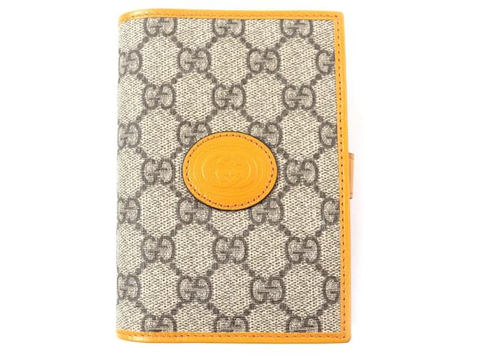 Gucci GG Supreme Interlocking G PVC Passport Case Beige Orange Leather Plastic  ref.2480555