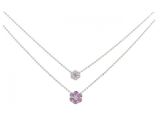 Autre Marque Au750 Saphir-Diamant-Halskette Silber