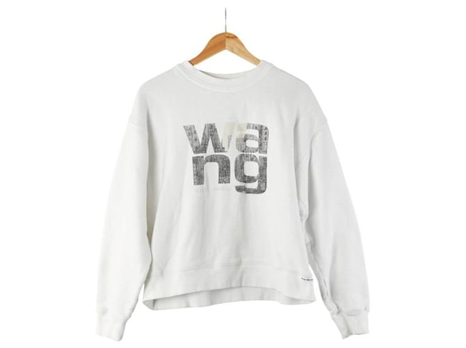 Autre Marque Alexander Wang Logo Cotton Sweatshirt White Grey  ref.2480765