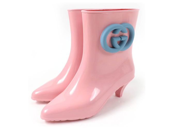 Bottes de pluie en caoutchouc Gucci Interlocking G Rose
